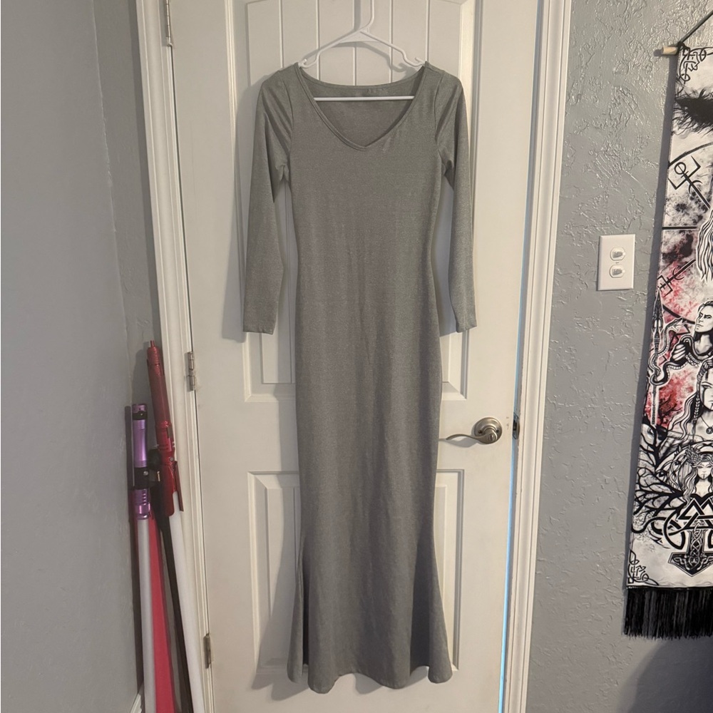 Elegant Gray Maxi Dress